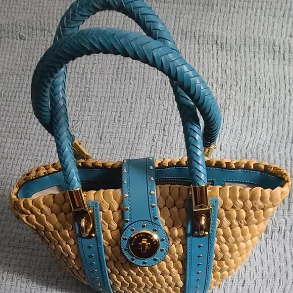 Michael Kors Woven Tan and Blue Shoulder Bag - Picture 4 of 12